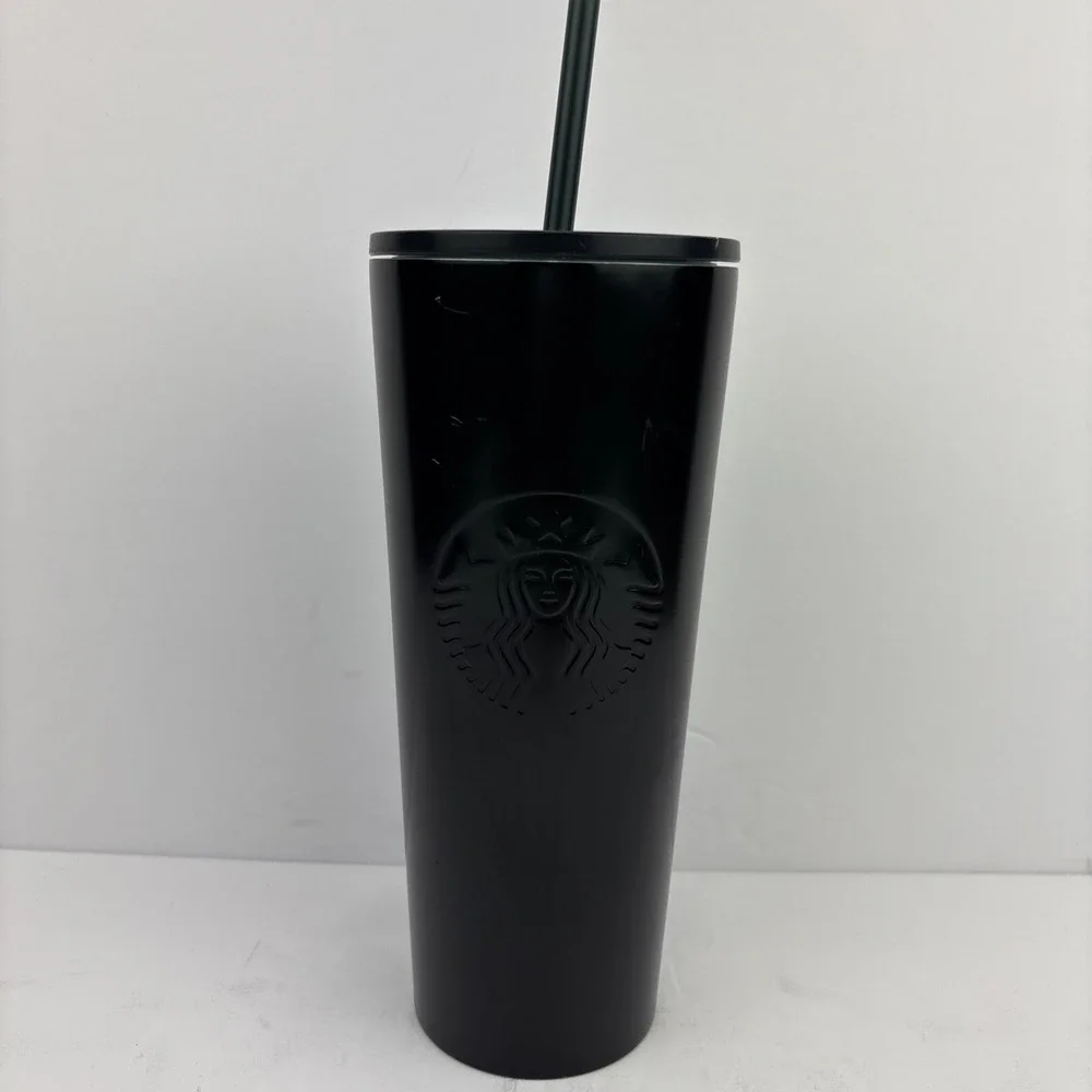 Starbucks Dark Green Black‎ Gradient Ombré 24 oz Tumbler Cup With Straw
